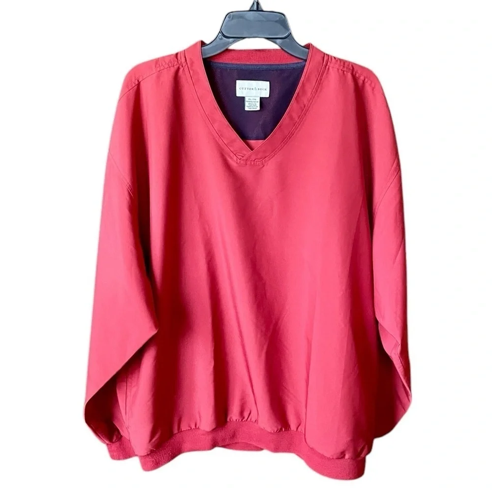 Cutter & Buck men’s v-neck pullover windbreaker golf jacket w/ pockets XL red